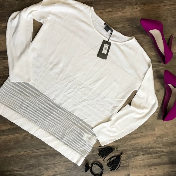 Armani Exchange Sweaters - {L} Armani Exchange White Striped Sheer Sweater